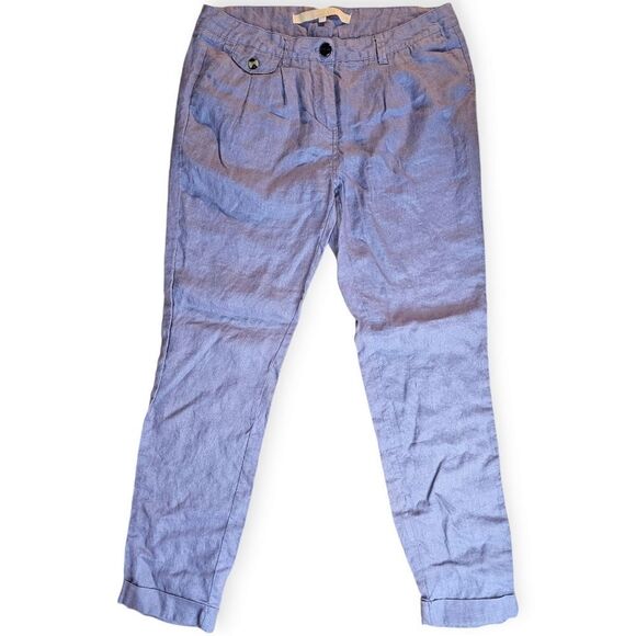 Silvian Heach Lavender Lilac Linen Cuffed Pants - Picture 1 of 8